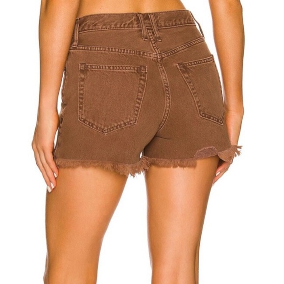 Free People Makai Ripped Jean Shorts in Washed Chocolate- 25 - Picture 3 of 8